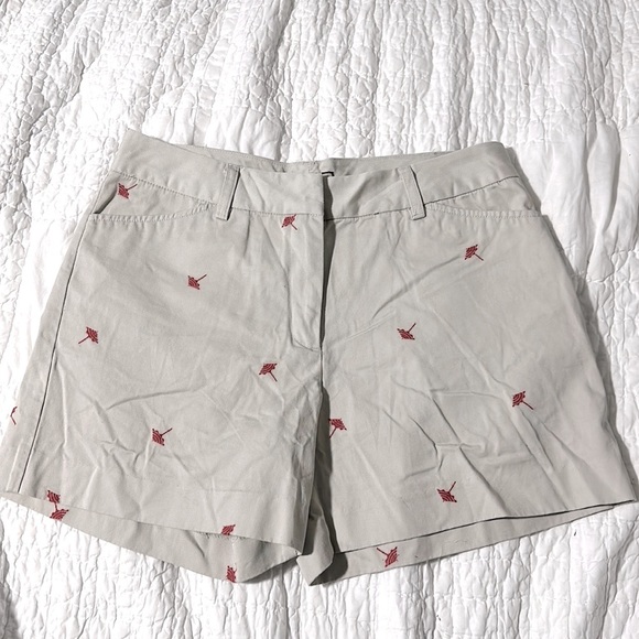 Khakis International Design Embroidery Umbrellas KHAKI SHORTS Back button pocket - Picture 1 of 4